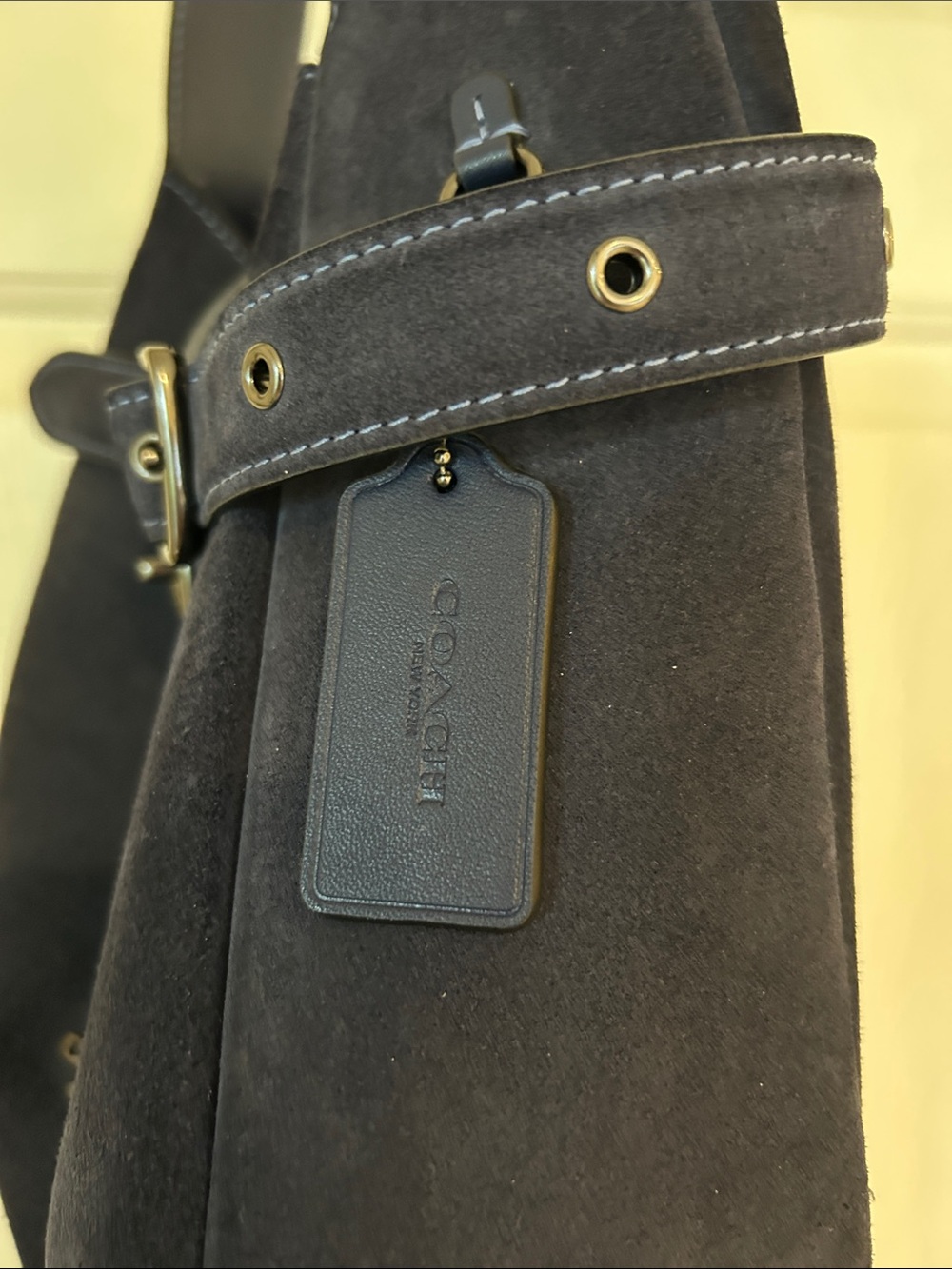 Coach Navy Suede Hadley - Picture 5 of 10